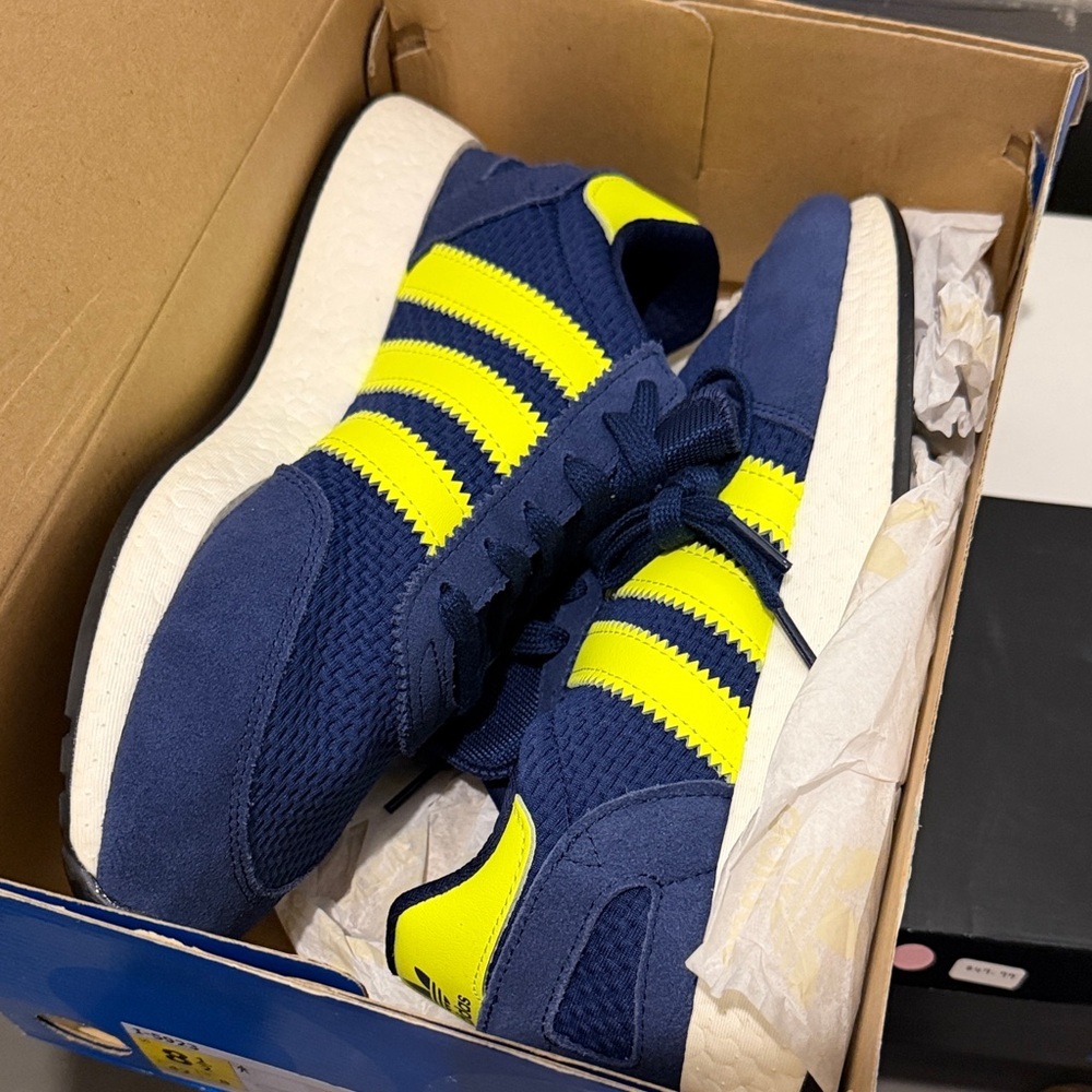 Adidas Navy and Neon Sneakers - Picture 2 of 2